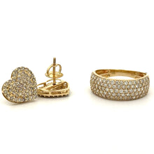 Load image into Gallery viewer, 10K Yellow Gold Diamond Heart Earrings &amp; Ring Set – 3-Piece Jewelry Collection | Marchello the Jeweler