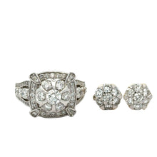 Load image into Gallery viewer, 14K White Gold &amp; Diamond Ring + Earrings Set – 3-Piece Deal
