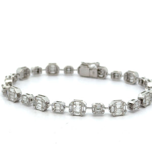 VVS/VS High Clarity Baguette Diamond Bracelet in 18K White Gold – Approx. 4.44ct