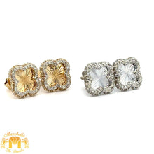Load image into Gallery viewer, Gold and Diamond Clover Earrings (choose your color)