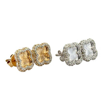 Load image into Gallery viewer, Gold and Diamond Clover Earrings (choose your color)