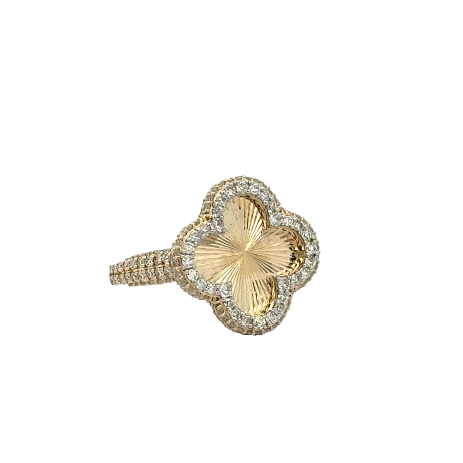 Gold and Diamond Clover Ring (choose your color)