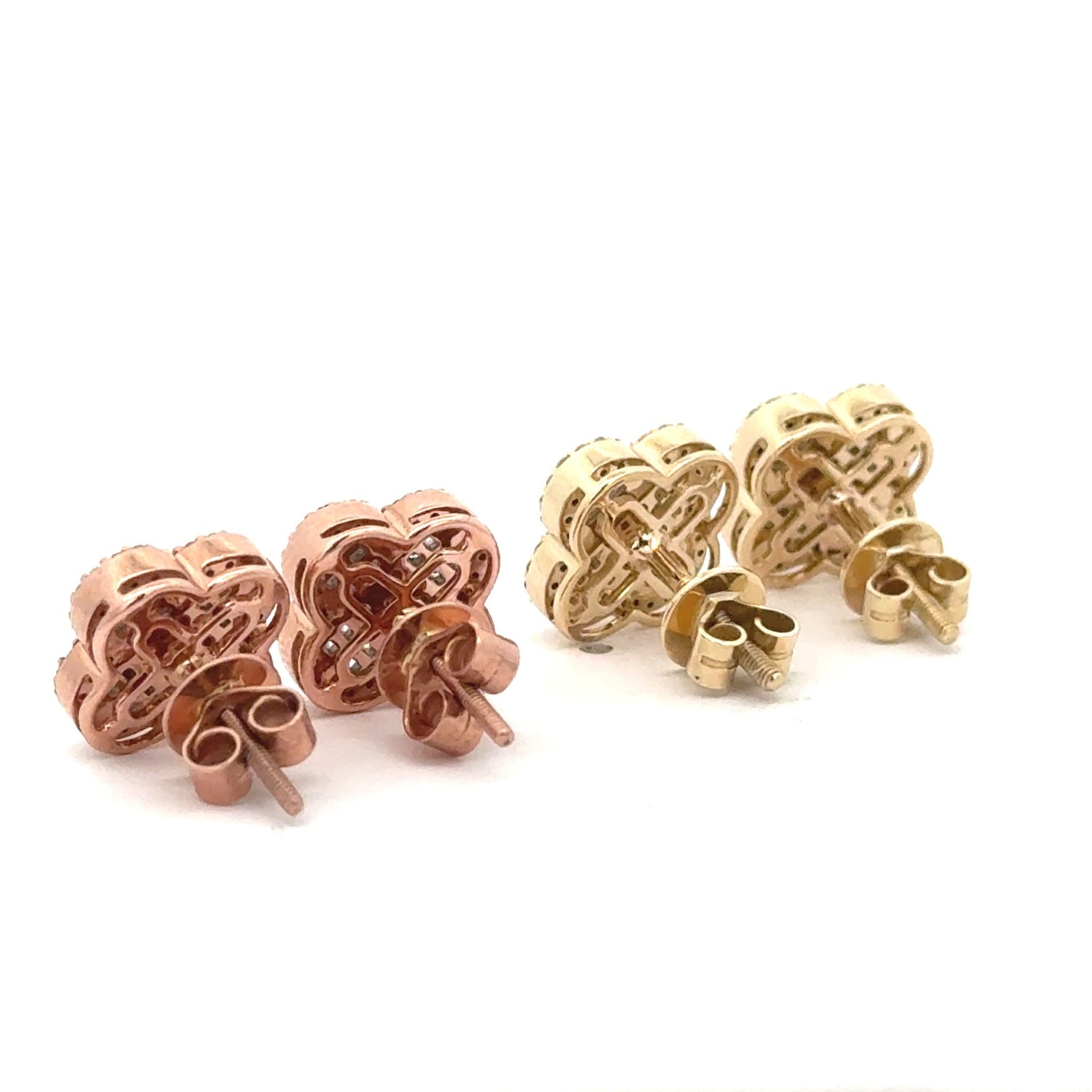 Gold and Diamond Clover Earrings (choose your color)