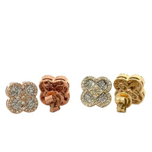 Load image into Gallery viewer, Gold and Diamond Clover Earrings (choose your color)
