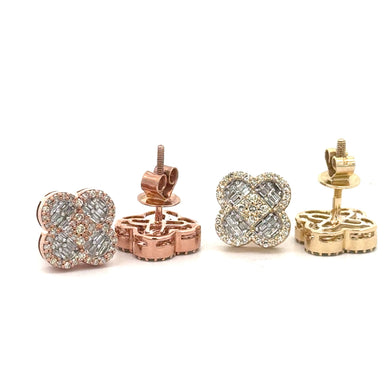 Gold and Diamond Clover Earrings (choose your color)