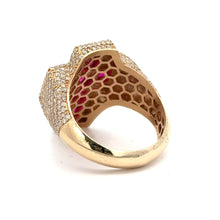 Load image into Gallery viewer, Yellow Gold Diamond Cross Ring – Multicolored Stones (choose your color)