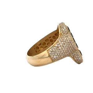 Yellow Gold Diamond Cross Ring – Multicolored Stones (choose your color)