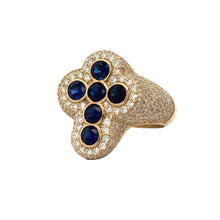 Load image into Gallery viewer, Yellow Gold Diamond Cross Ring – Multicolored Stones (choose your color)