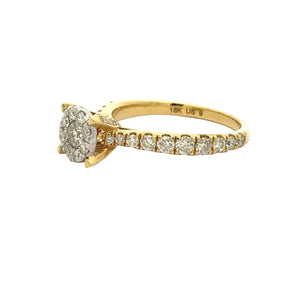 18k yellow gold and diamond Ring + 14k yellow gold and diamond Earrings