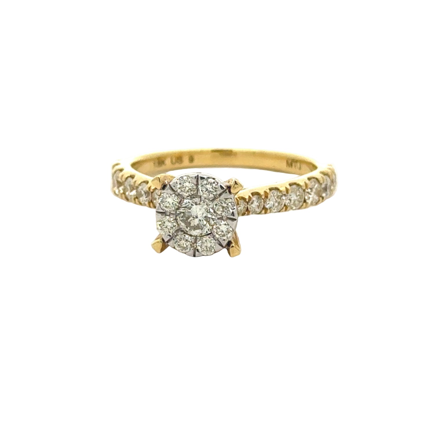 18k yellow gold and diamond Ring + 14k yellow gold and diamond Earrings