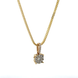 14k Yellow Gold and Diamond Pendant + Earrings + 14k Gold Chain