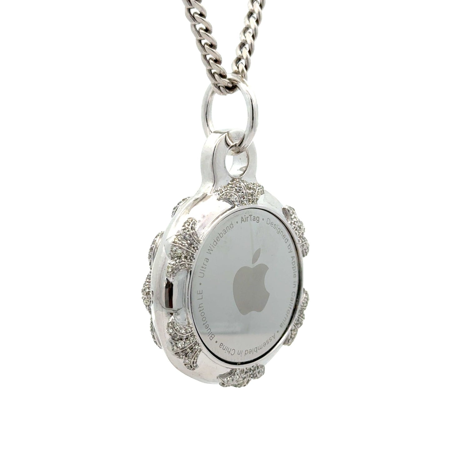 White Gold and Diamond Air Tag Pendant
