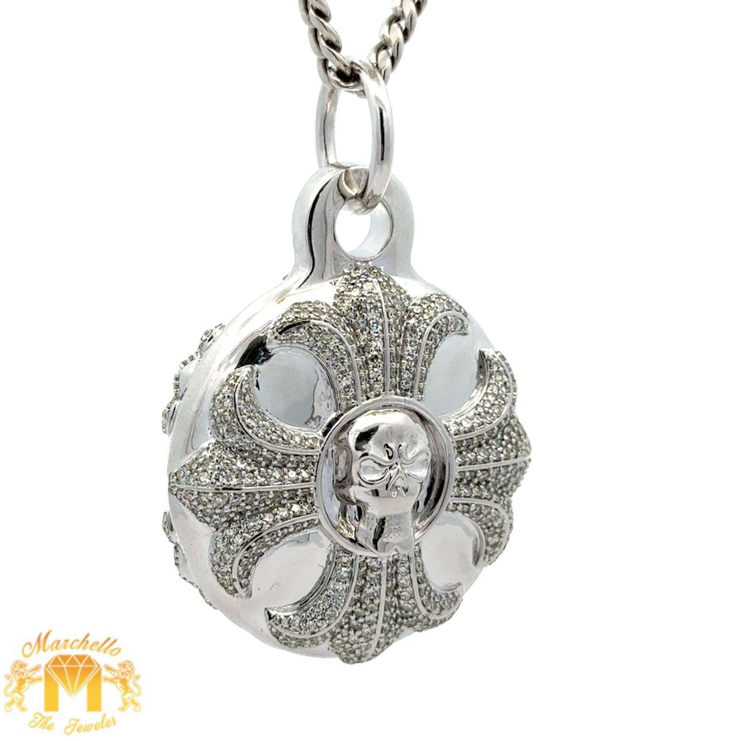 White Gold and Diamond Air Tag Pendant