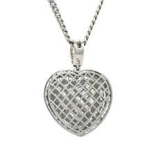 Load image into Gallery viewer, 14k white gold and diamond Heart Pendant + White Gold Cuban Chain