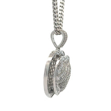 Load image into Gallery viewer, 14k white gold and diamond Heart Pendant + White Gold Cuban Chain