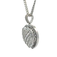 Load image into Gallery viewer, 14k white gold and diamond Heart Pendant + White Gold Cuban Chain