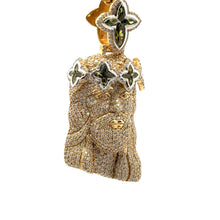 Load image into Gallery viewer, Gold and Diamond Jesus Head Pendant with Multicolored Stones (Choose Your Color)