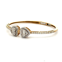 Load image into Gallery viewer, Gold and Diamond Twin Heart Bangle Bracelet (choose your color)