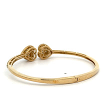 Load image into Gallery viewer, Gold and Diamond Twin Heart Bangle Bracelet (choose your color)