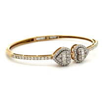 Load image into Gallery viewer, Gold and Diamond Twin Heart Bangle Bracelet (choose your color)