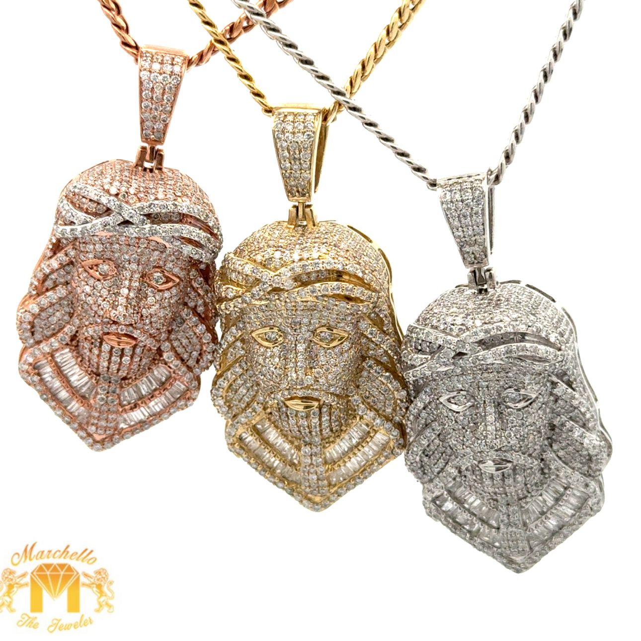 Gold and Diamond Jesus Pendant + Gold Cuban Chain (choose your color)