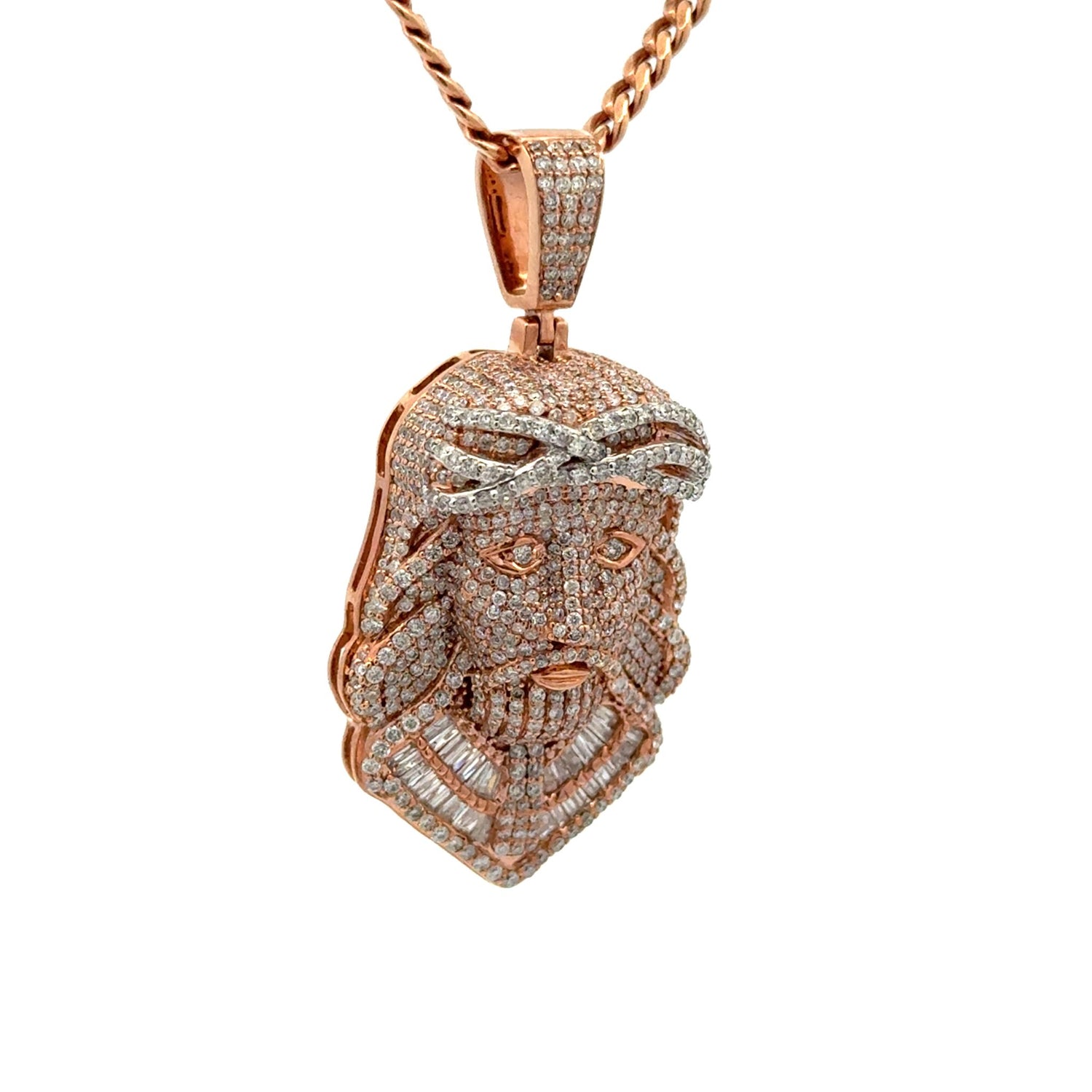 Gold and Diamond Jesus Pendant + Gold Cuban Chain (choose your color)