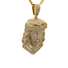 Load image into Gallery viewer, Gold and Diamond Jesus Pendant + Gold Cuban Chain (choose your color)