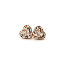 Load image into Gallery viewer, 14k Rose Gold and Diamond Heart Earrings + Twin Heart Ring (Thanksgiving Day Special)