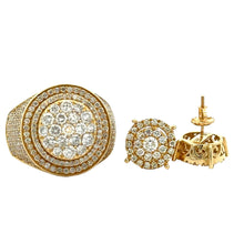 Load image into Gallery viewer, 14k yellow gold and diamond Men`s Ring + Earrings (Thanksgiving Day Special)