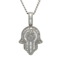 Load image into Gallery viewer, Gold and Diamond Hamsa Pendant + Gold Cuban Link Chain (choose your color) (Thanksgiving Day Special)