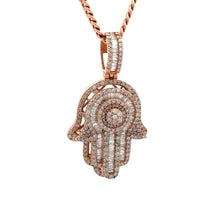 Load image into Gallery viewer, Gold and Diamond Hamsa Pendant + Gold Cuban Link Chain (choose your color) (Thanksgiving Day Special)