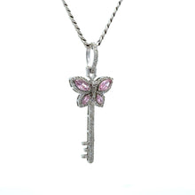 Load image into Gallery viewer, Gold and Diamond Key &amp; Butterfly Pendant + Gold Cuban chain (choose your color) (Thanksgiving Day Special)