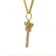 Load image into Gallery viewer, Gold and Diamond Key &amp; Butterfly Pendant + Gold Cuban chain (choose your color) (Thanksgiving Day Special)