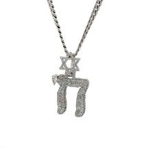 Load image into Gallery viewer, 14k gold and diamond Star Of David With Chai Pendant + Gold Cuban Chain (NEW ARRIVAL)