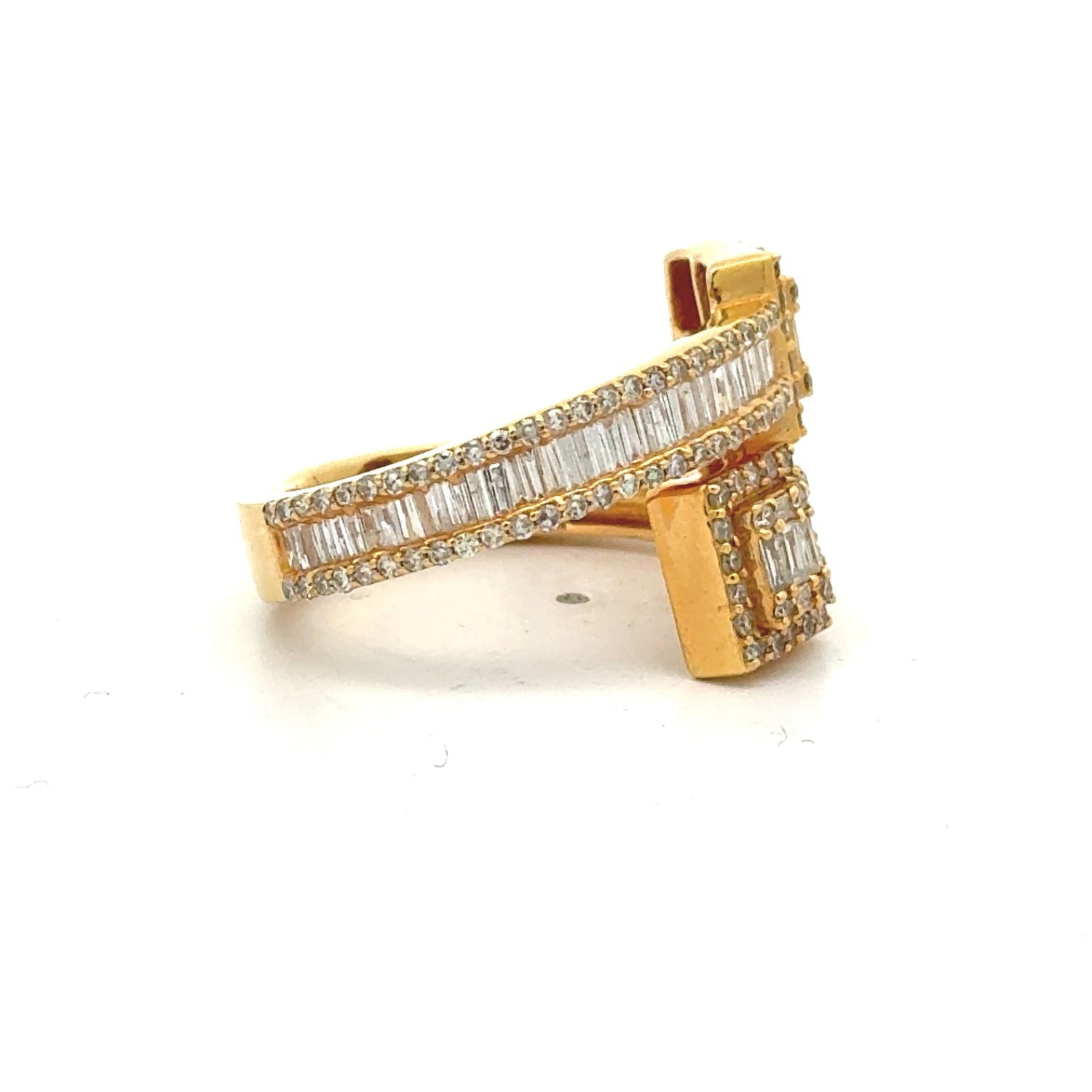 14k Yellow Gold and Diamond Twin Square Ring
