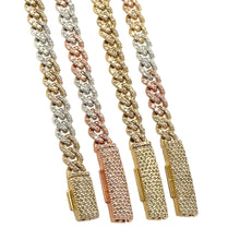 Load image into Gallery viewer, Gold and Diamond 5mm Miami Cuban Bracelet (solid, box clasp)
