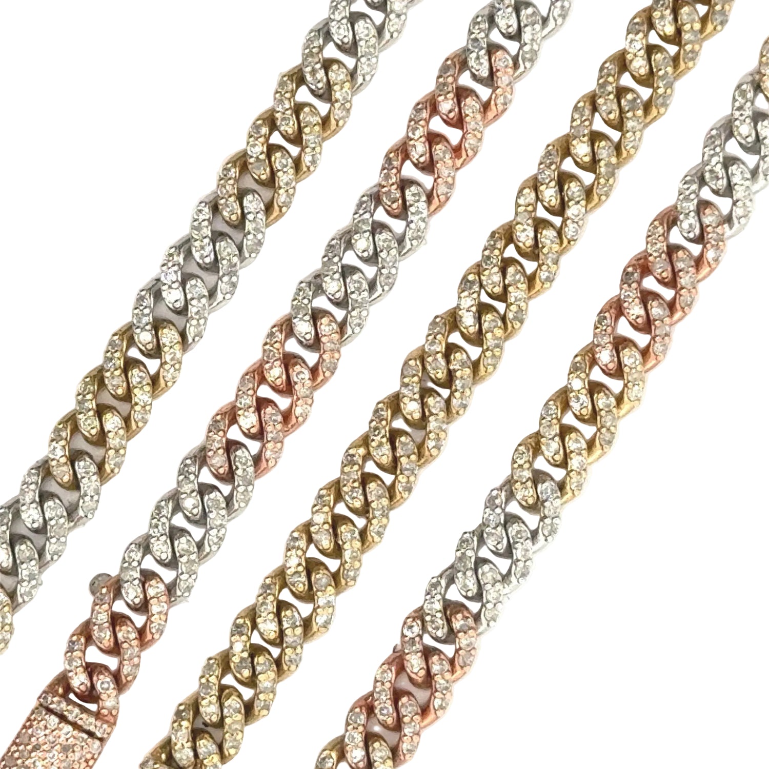 Gold and Diamond 5MM Miami Cuban Link Chain with Round Diamond (box clasp)