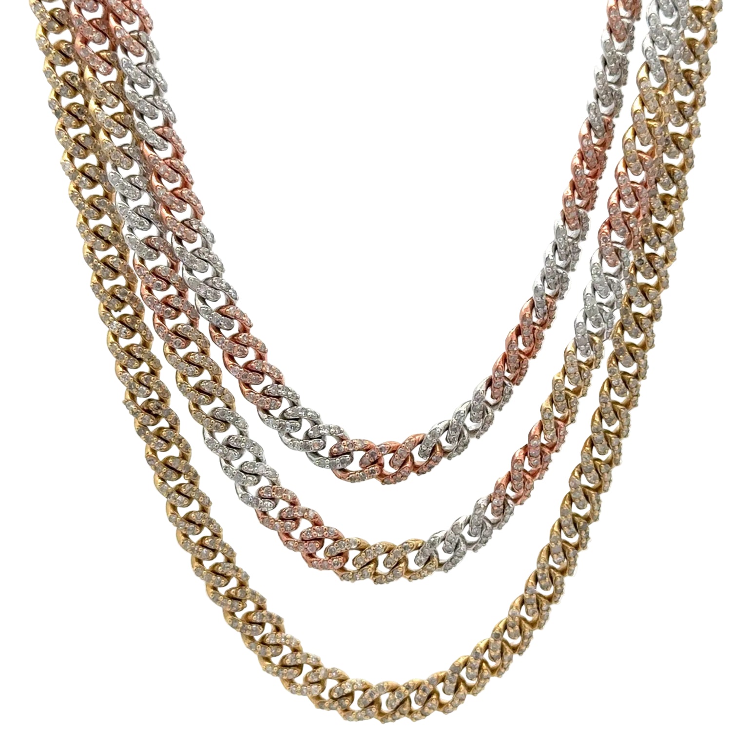 Gold and Diamond 5MM Miami Cuban Link Chain with Round Diamond (box clasp)