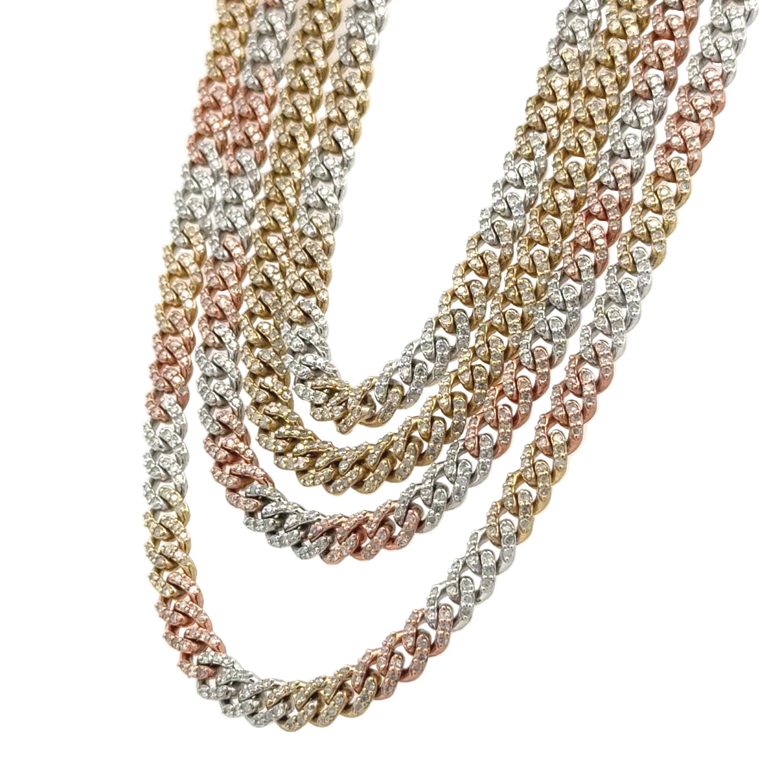 Gold and Diamond 6MM Miami Cuban Link Chain with Round Diamond (box clasp)