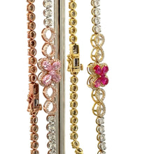 Load image into Gallery viewer, Gold and Diamond Butterfly Bracelet (multicolored stones, choose your color)