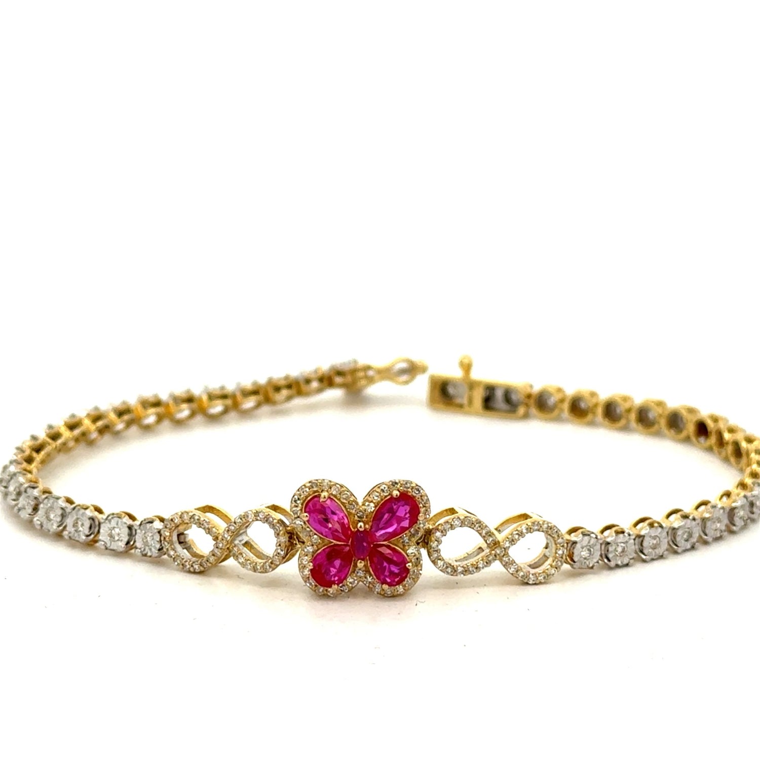 Gold and Diamond Butterfly Bracelet (multicolored stones, choose your color)