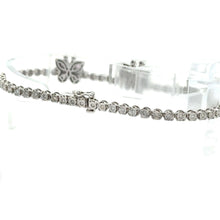Load image into Gallery viewer, White Gold and Diamond Butterfly Bracelet with pink stones