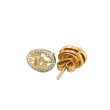 Load image into Gallery viewer, 14k yellow gold and diamond Fancy Oval Shape Earrings