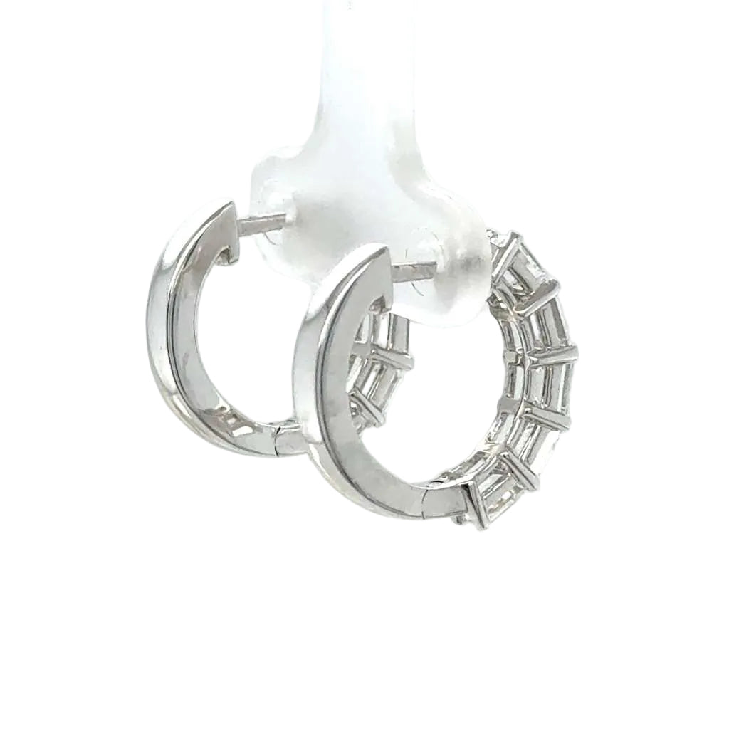 14k white gold and lab diamond Hoop Earrings