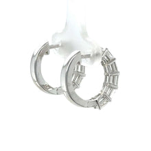 Load image into Gallery viewer, 14k white gold and lab diamond Hoop Earrings
