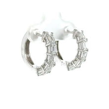 Load image into Gallery viewer, 14k white gold and lab diamond Hoop Earrings