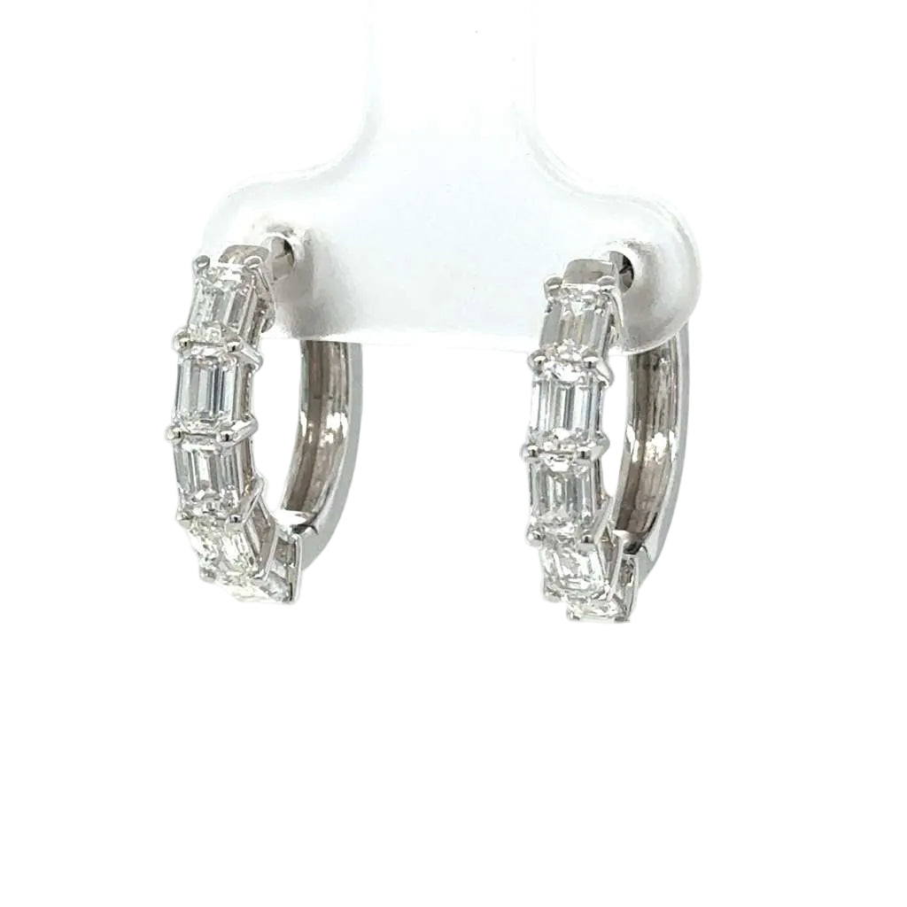 14k white gold and lab diamond Hoop Earrings