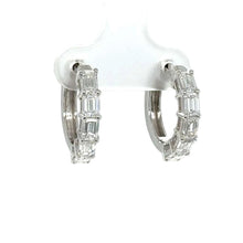 Load image into Gallery viewer, 14k white gold and lab diamond Hoop Earrings