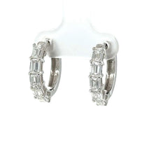 Load image into Gallery viewer, 14k white gold and lab diamond Hoop Earrings