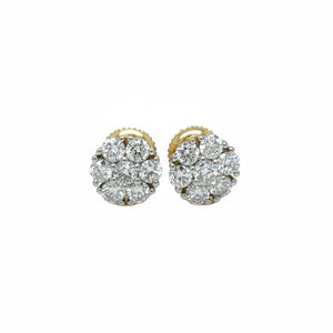 Yellow Gold and Lab diamond Flower Earrings